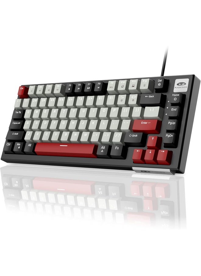 Mechanical Gaming Keyboard Ultra-Slim,LED Backlit Keyboard, 81 Keys Wired | Red Switch | Grey/Black