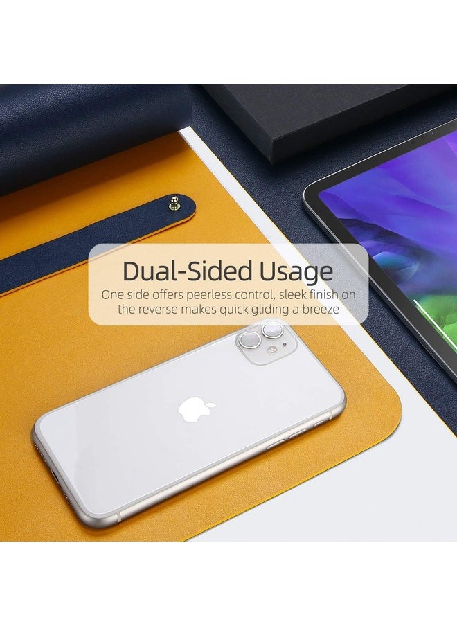 Multifunctional Ultra-Thin Waterproof PU Leather Desk Pad for Home/Office | Dual-Sided | 90 x 45 cm | Blue/Yellow