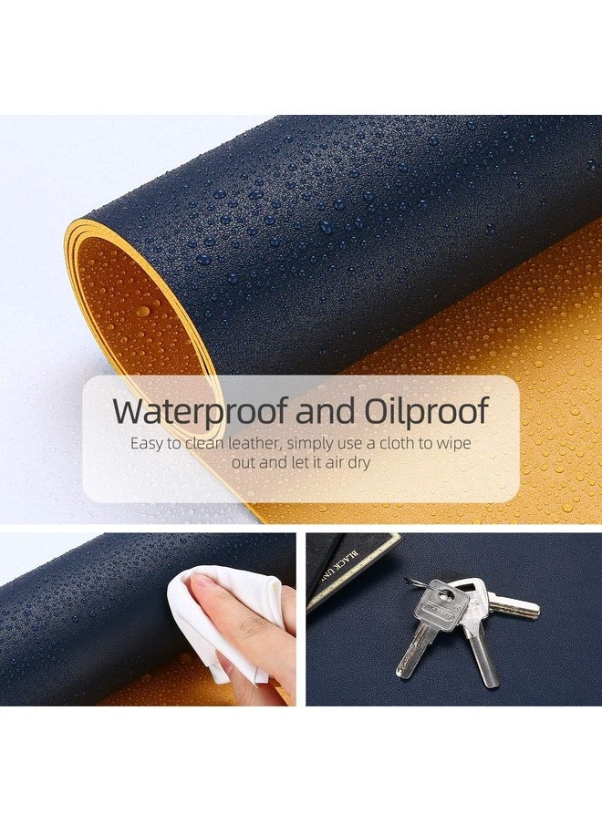 Multifunctional Ultra-Thin Waterproof PU Leather Desk Pad for Home/Office | Dual-Sided | 90 x 45 cm | Blue/Yellow