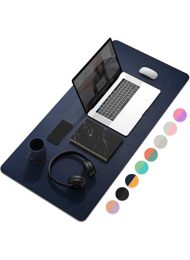 Multifunctional Ultra-Thin Waterproof PU Leather Desk Pad for Home/Office | Dual-Sided | 90 x 45 cm | Blue/Yellow