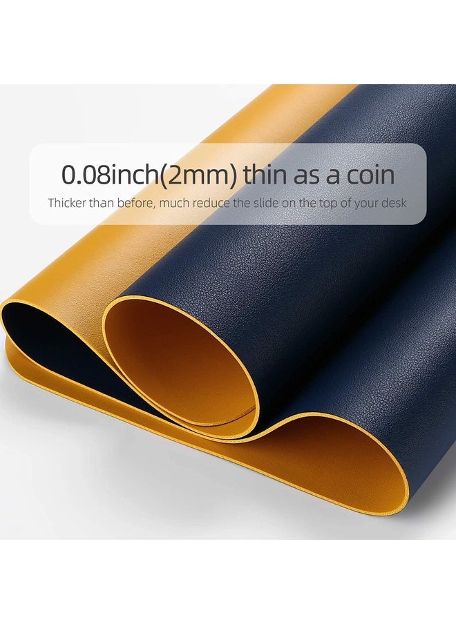 Multifunctional Ultra-Thin Waterproof PU Leather Desk Pad for Home/Office | Dual-Sided | 90 x 45 cm | Blue/Yellow