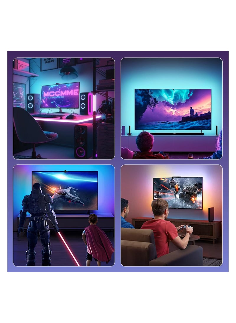 Smart TV LED Backlight with AR Sensor, Syncs with Screen for Gaming & Bedroom, Bluetooth App Remote Control, Music Sync Compatible for TV & Monitor.