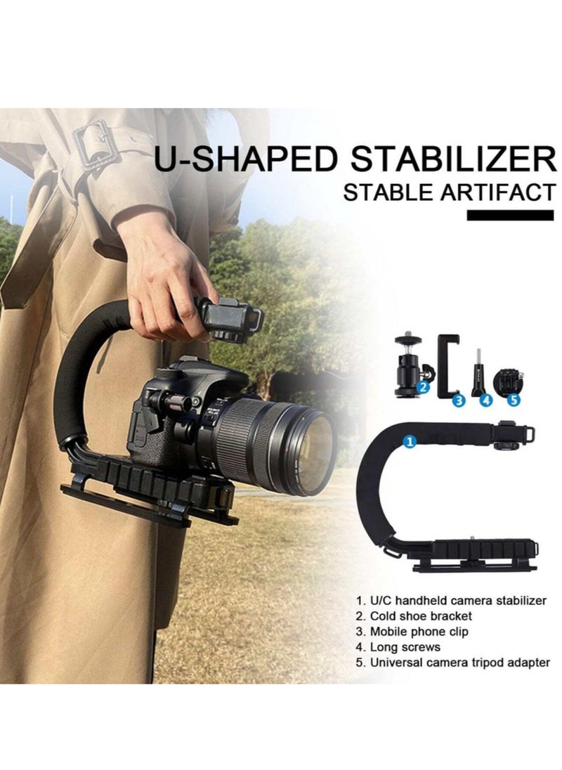 Video Making Kit – Portable Camera Stabilizer, Fill Light Microphone, Universal Photography & Video Handheld Vlog Stand Stabilizer Kit for Phone & Camera Video Recording – Complete Vlogging Setup