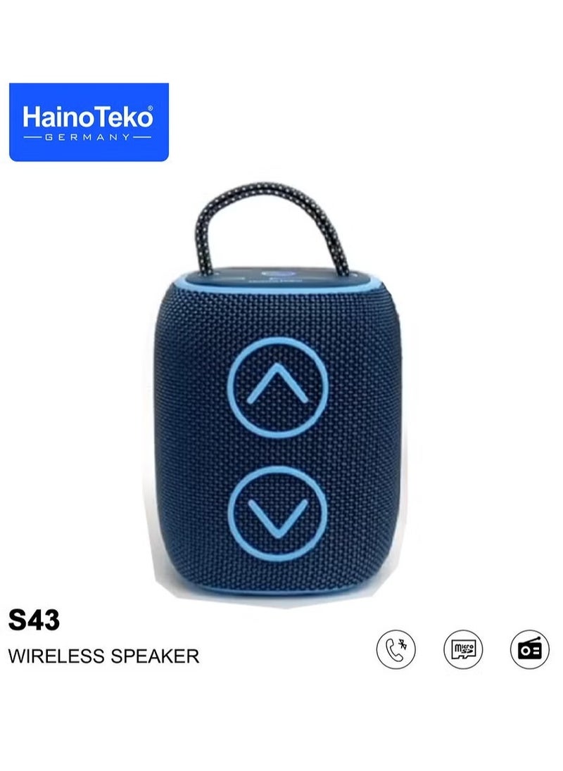 S43 Portable Speaker with Button Control and RGB Color – Compact, High-Quality Sound with Dynamic LED Lighting, Ideal for Indoor & Outdoor Use, Blue