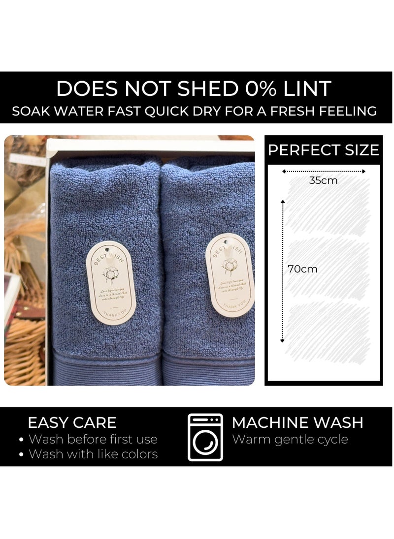 Luxury Set Of 4 Hand Towels 35cm X 70cm, Ultra Thick Premium Cotton Super Soft & Highly Absorbent Towels for Bathroom, Shower, Home, Luxury Hotel & Spa Quality Towels (Navy Blue)