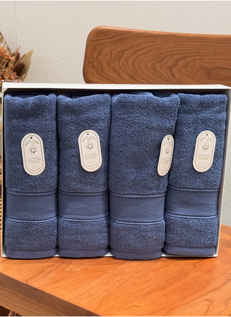 Luxury Set Of 4 Hand Towels 35cm X 70cm, Ultra Thick Premium Cotton Super Soft & Highly Absorbent Towels for Bathroom, Shower, Home, Luxury Hotel & Spa Quality Towels (Navy Blue)