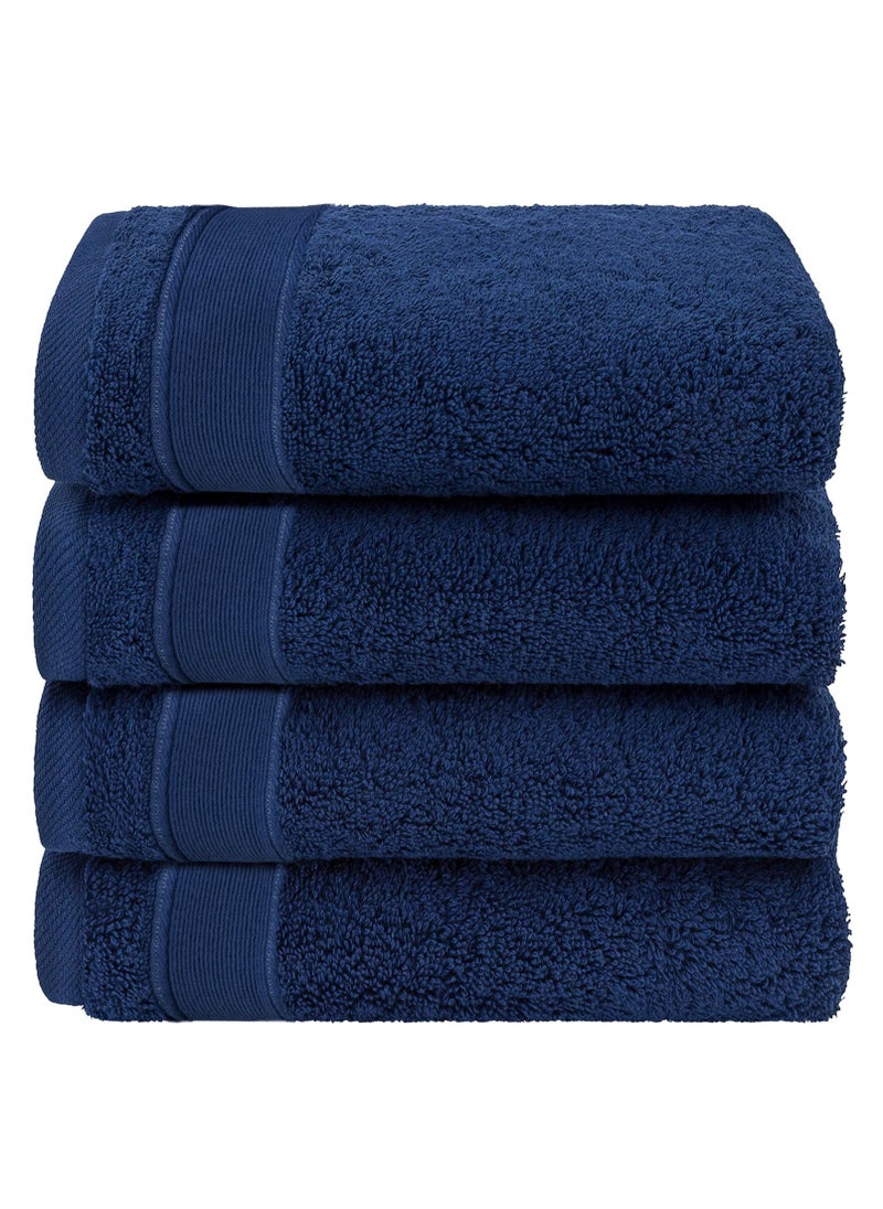 Luxury Set Of 4 Hand Towels 35cm X 70cm, Ultra Thick Premium Cotton Super Soft & Highly Absorbent Towels for Bathroom, Shower, Home, Luxury Hotel & Spa Quality Towels (Navy Blue)