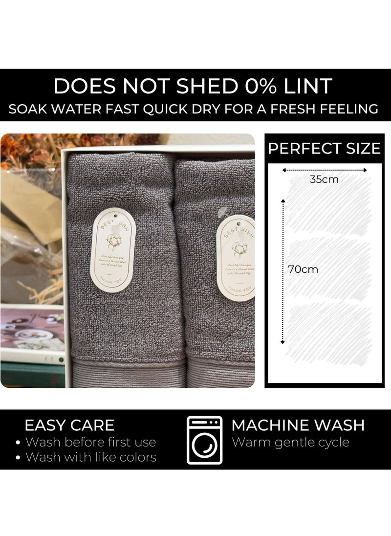 Luxury Set Of 4 Hand Towels 35cm X 70cm, Ultra Thick Premium Cotton Super Soft & Highly Absorbent Towels for Bathroom, Shower, Home, Luxury Hotel & Spa Quality Towels (Charcoal)