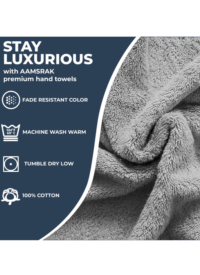 Luxury Set Of 4 Hand Towels 35cm X 70cm, Ultra Thick Premium Cotton Super Soft & Highly Absorbent Towels for Bathroom, Shower, Home, Luxury Hotel & Spa Quality Towels (Charcoal)