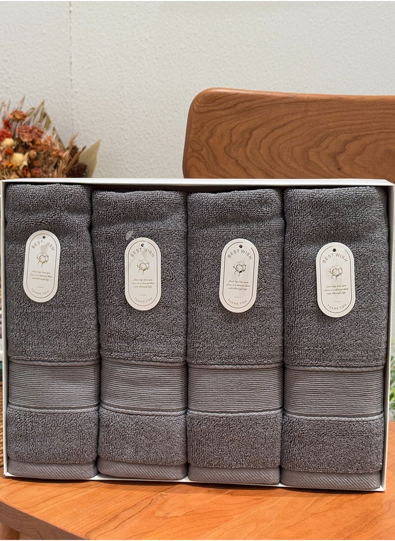 Luxury Set Of 4 Hand Towels 35cm X 70cm, Ultra Thick Premium Cotton Super Soft & Highly Absorbent Towels for Bathroom, Shower, Home, Luxury Hotel & Spa Quality Towels (Charcoal)