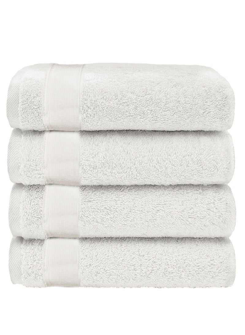 Luxury Set Of 4 Hand Towels 35cm X 70cm, Ultra Thick Premium Cotton Super Soft & Highly Absorbent Towels for Bathroom, Shower, Home, Luxury Hotel & Spa Quality Towels (White)