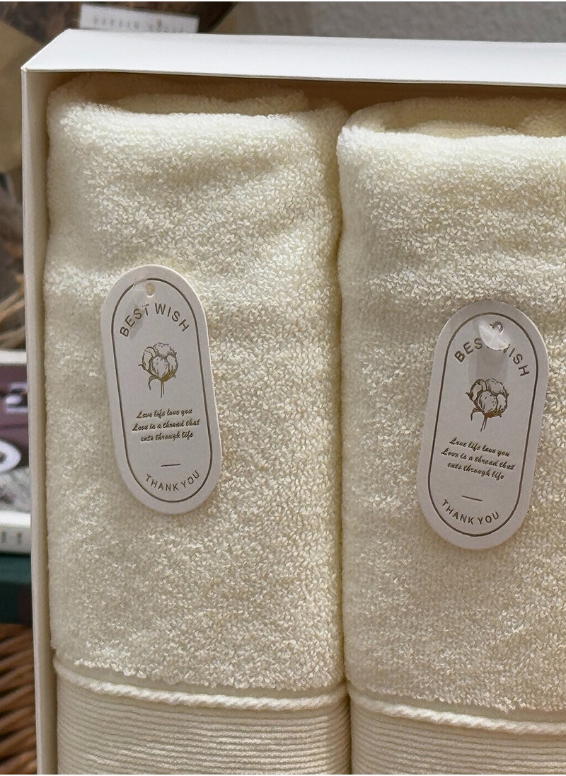 Luxury Set Of 4 Hand Towels 35cm X 70cm, Ultra Thick Premium Cotton Super Soft & Highly Absorbent Towels for Bathroom, Shower, Home, Luxury Hotel & Spa Quality Towels (Cream)