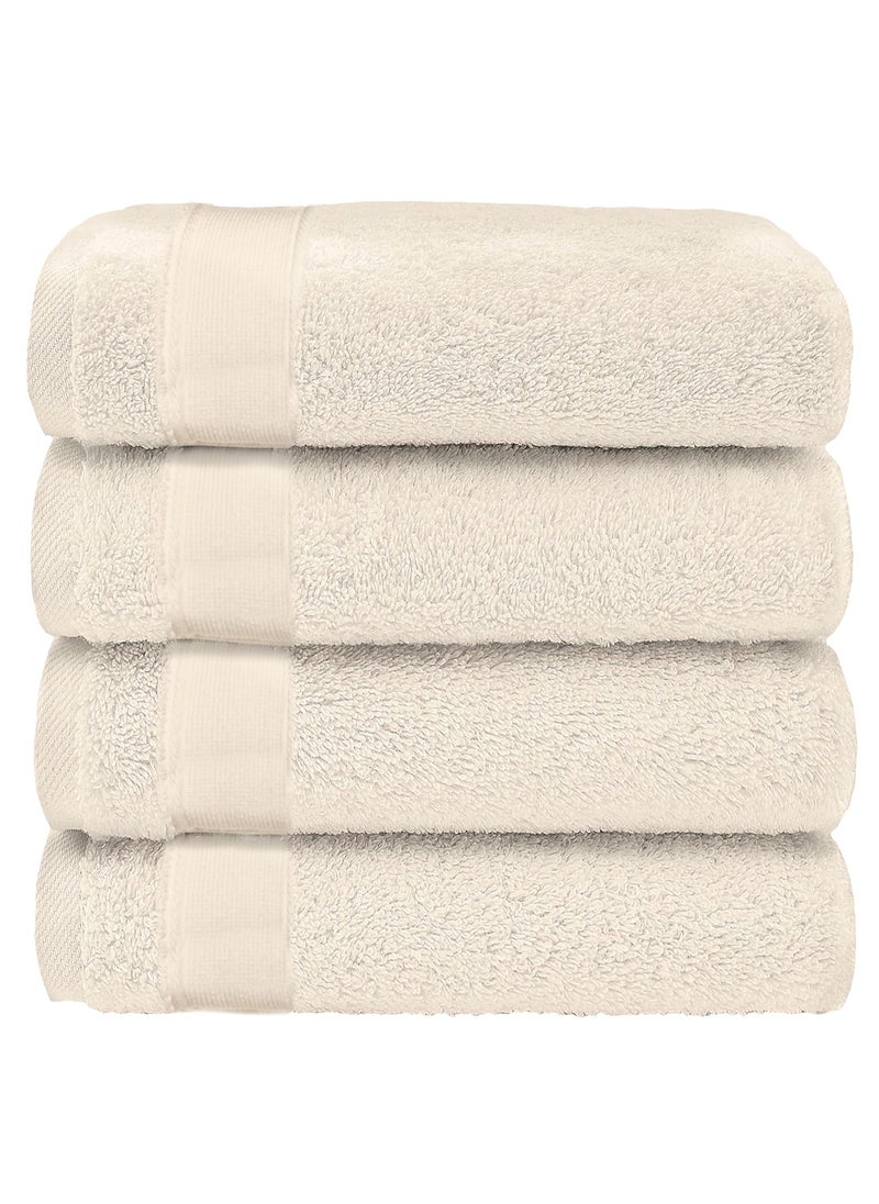 Luxury Set Of 4 Hand Towels 35cm X 70cm, Ultra Thick Premium Cotton Super Soft & Highly Absorbent Towels for Bathroom, Shower, Home, Luxury Hotel & Spa Quality Towels (Cream)