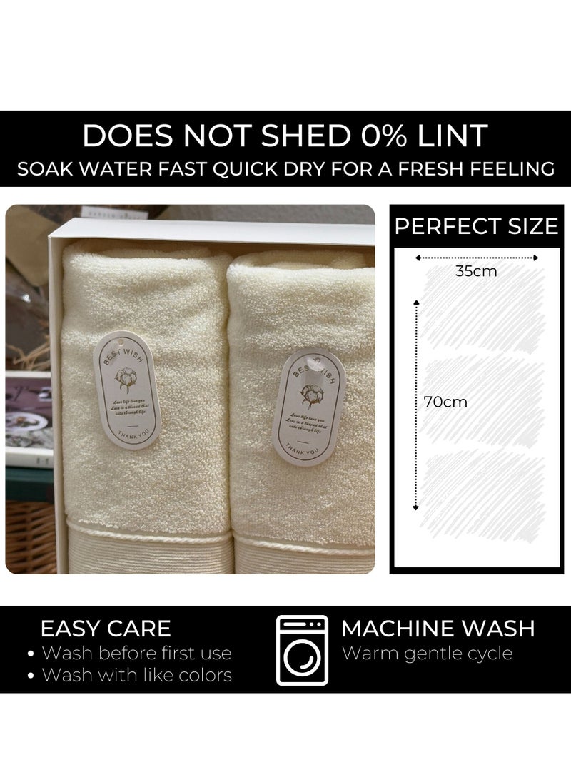 Luxury Set Of 4 Hand Towels 35cm X 70cm, Ultra Thick Premium Cotton Super Soft & Highly Absorbent Towels for Bathroom, Shower, Home, Luxury Hotel & Spa Quality Towels (Cream)