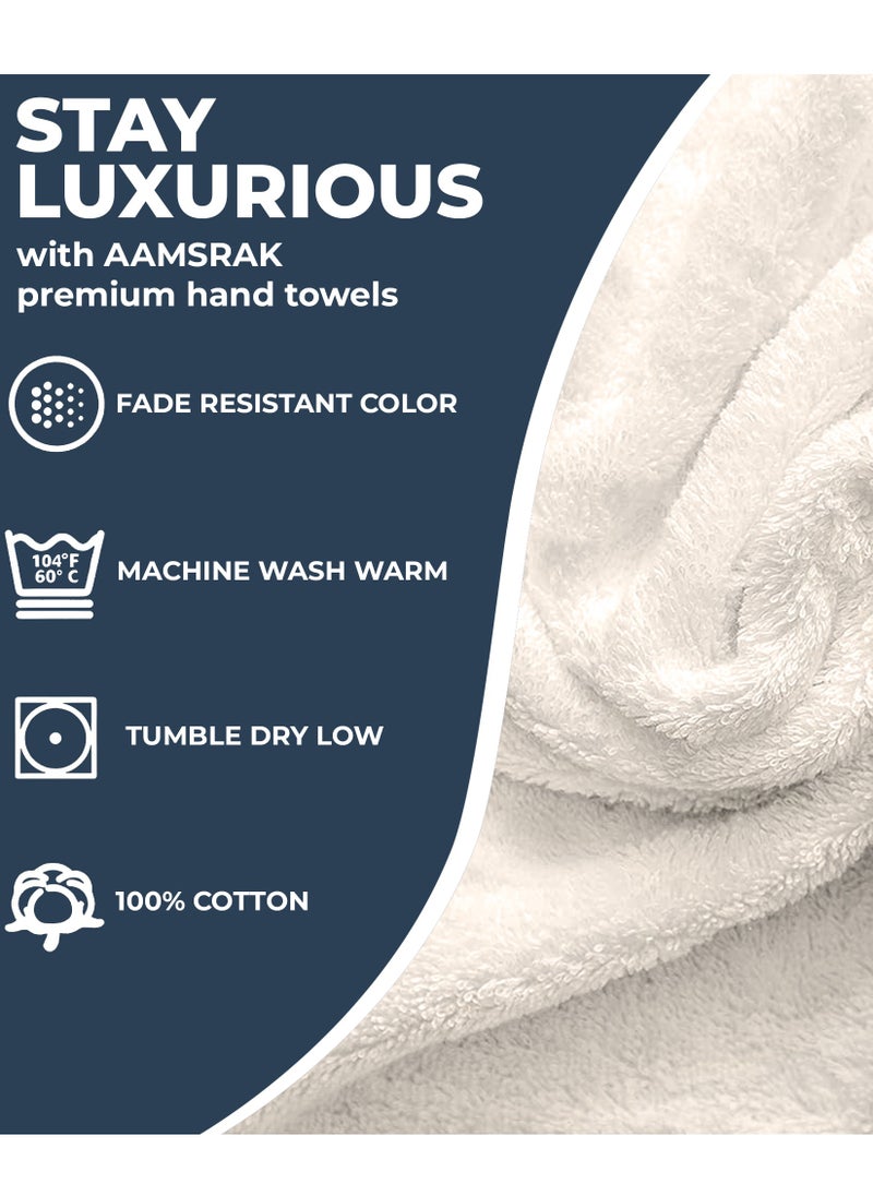 Luxury Set Of 4 Hand Towels 35cm X 70cm, Ultra Thick Premium Cotton Super Soft & Highly Absorbent Towels for Bathroom, Shower, Home, Luxury Hotel & Spa Quality Towels (Cream)