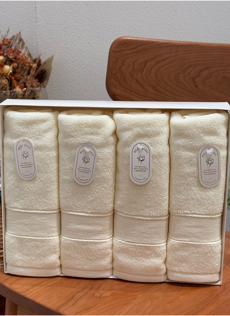 Luxury Set Of 4 Hand Towels 35cm X 70cm, Ultra Thick Premium Cotton Super Soft & Highly Absorbent Towels for Bathroom, Shower, Home, Luxury Hotel & Spa Quality Towels (Cream)