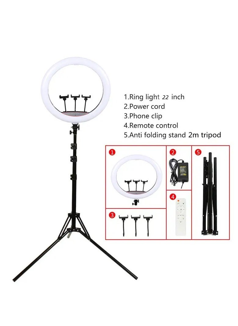 22 inch RGB LED Ring Light with Tripod Stand, Large Selfie Ring Light with Touch Panel Vlog Video Shooting