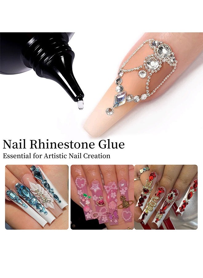 Rhinestone Glue，Nail Rhinestone Glue for Nails, Gel Nail Glue for Rhinestones for Nails Super Strong Bling Gel for Nail Gem Nail Art Jewels Nail Crystals Beads Diamonds 3D 30ML