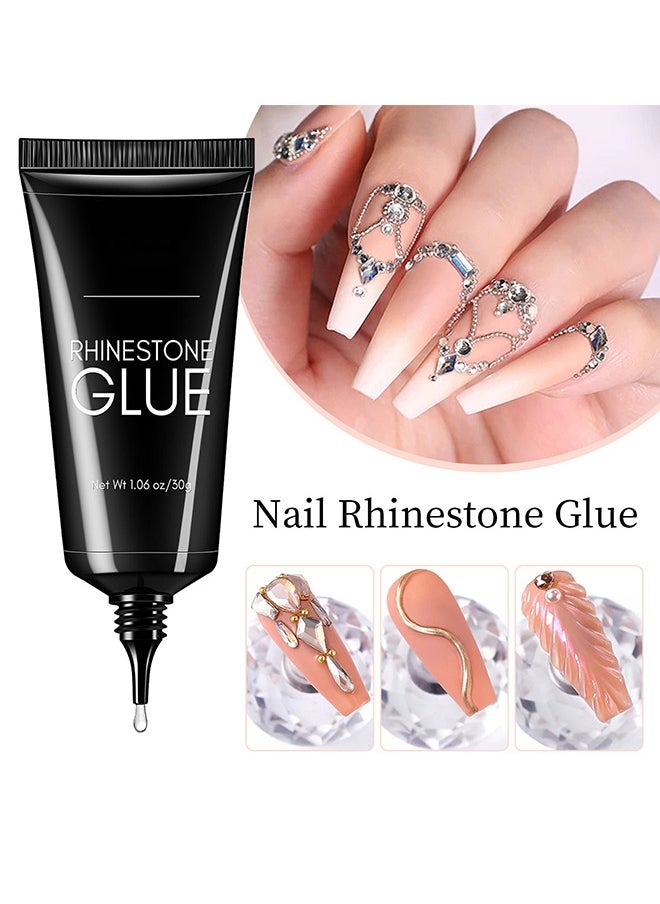 Rhinestone Glue，Nail Rhinestone Glue for Nails, Gel Nail Glue for Rhinestones for Nails Super Strong Bling Gel for Nail Gem Nail Art Jewels Nail Crystals Beads Diamonds 3D 30ML