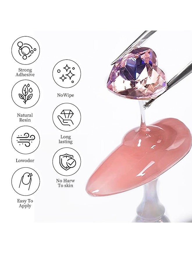 Rhinestone Glue，Nail Rhinestone Glue for Nails, Gel Nail Glue for Rhinestones for Nails Super Strong Bling Gel for Nail Gem Nail Art Jewels Nail Crystals Beads Diamonds 3D 30ML