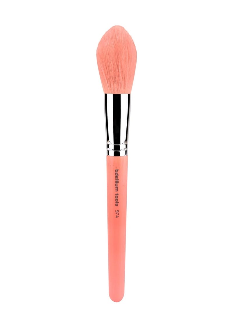 Bdellium Tools Professional Makeup Brush - Pink Bambu Series 974 Tapered Powder - With Soft Synthetic Fibers, For Sculpt & Shape (Pink, 1pc)