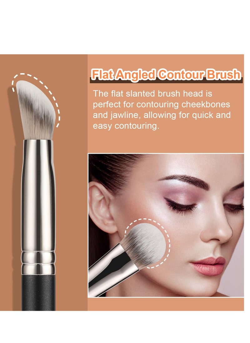 TEOYALL Angled Contour Brush, Synthetic Concealer Brush for Blending Setting Buffing with Liquid, Cream and Powder Cosmetic (Angled Brush)