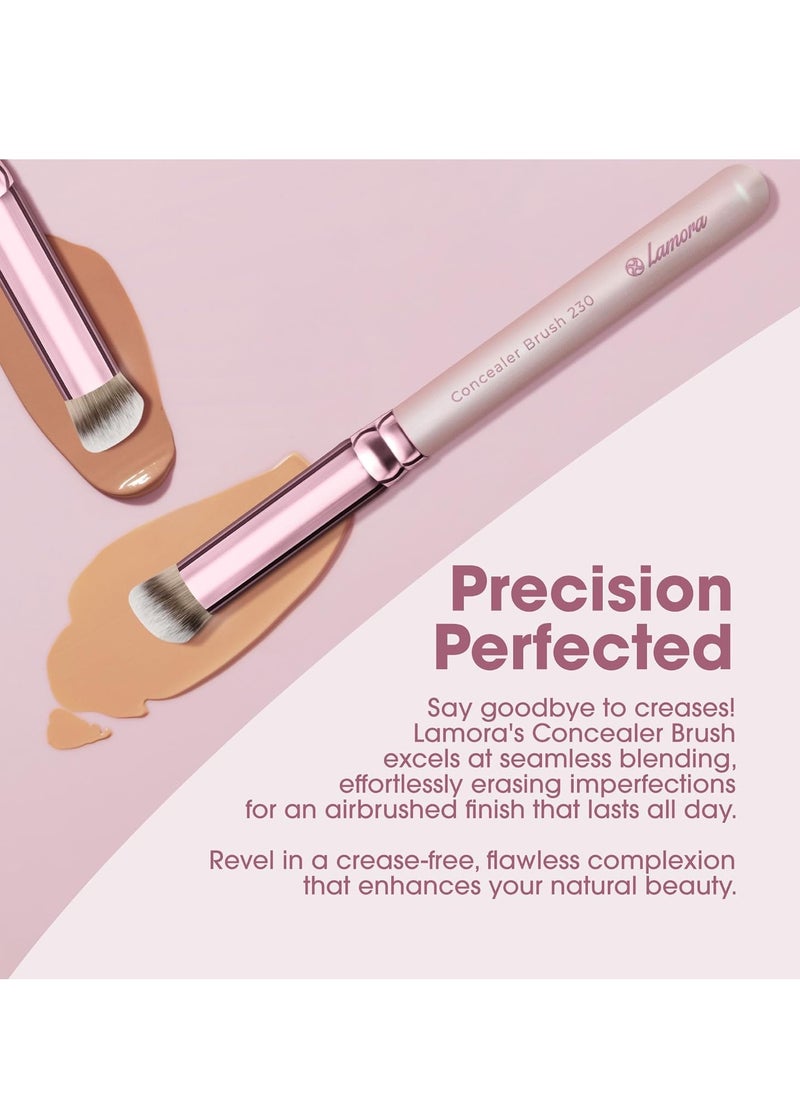 Lamora Concealer Makeup Brush Under Eye - Mini Angled Flat Top Kabuki Nose Contour Brush - Ideal for Concealing Blending Setting Buffing with Powder Liquid Cream Cosmetic - Pro Small Foundation Brush