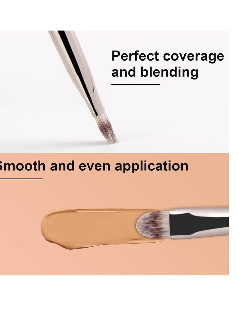 TEOYALL Flat Rounded Concealer Brush, Soft Dense Synthetic Bristles Blending Brush For Powder Cream Concealer Eyeshadow