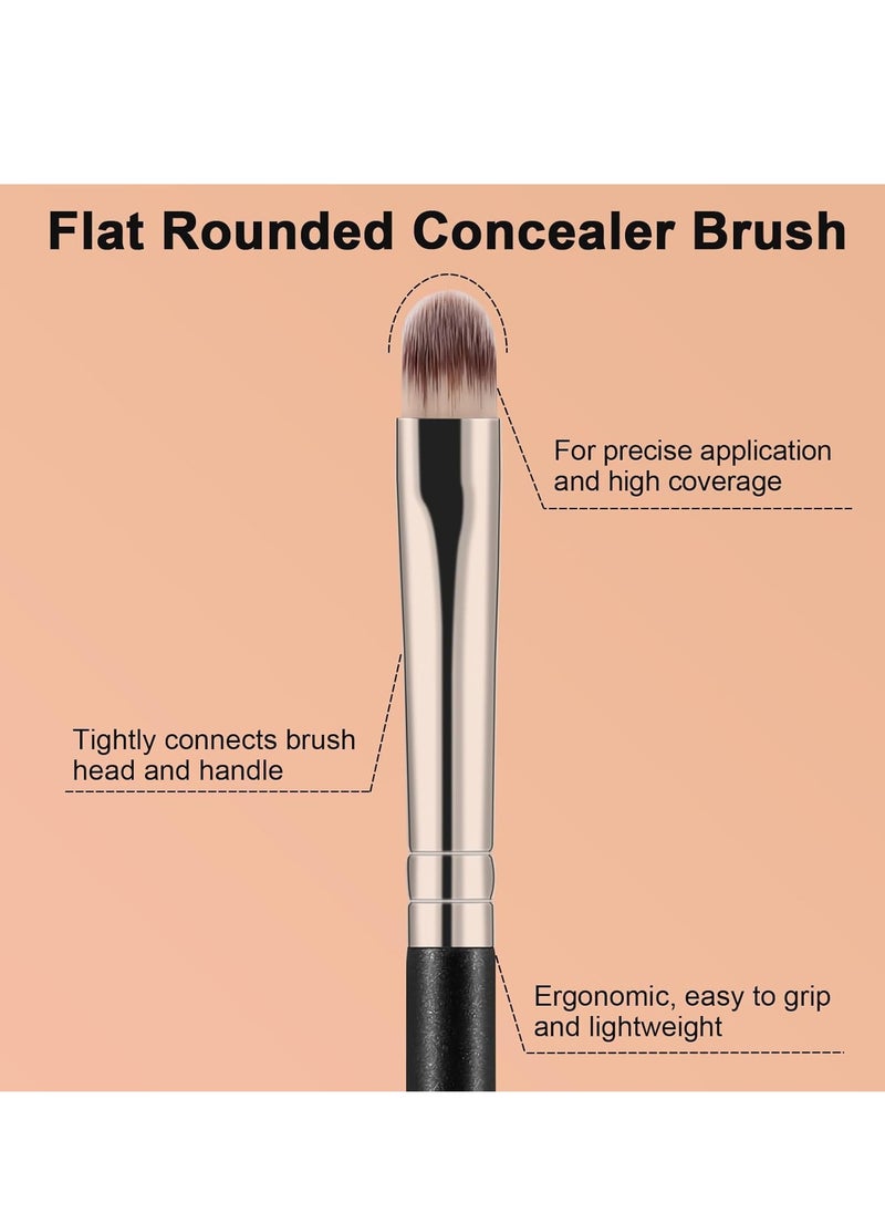 TEOYALL Flat Rounded Concealer Brush, Soft Dense Synthetic Bristles Blending Brush For Powder Cream Concealer Eyeshadow