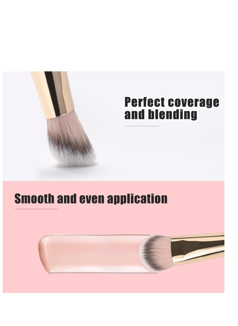 TEOYALL Under-Eye Concealer Brush, Small Flat Angled Synthetic Bristles Flawless Coverage Multitask Brush with Liquid Cream Powder