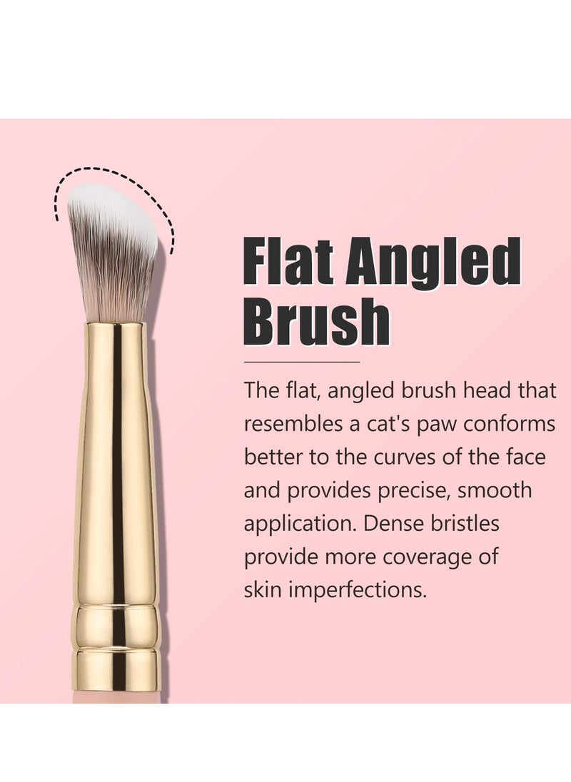 TEOYALL Under-Eye Concealer Brush, Small Flat Angled Synthetic Bristles Flawless Coverage Multitask Brush with Liquid Cream Powder