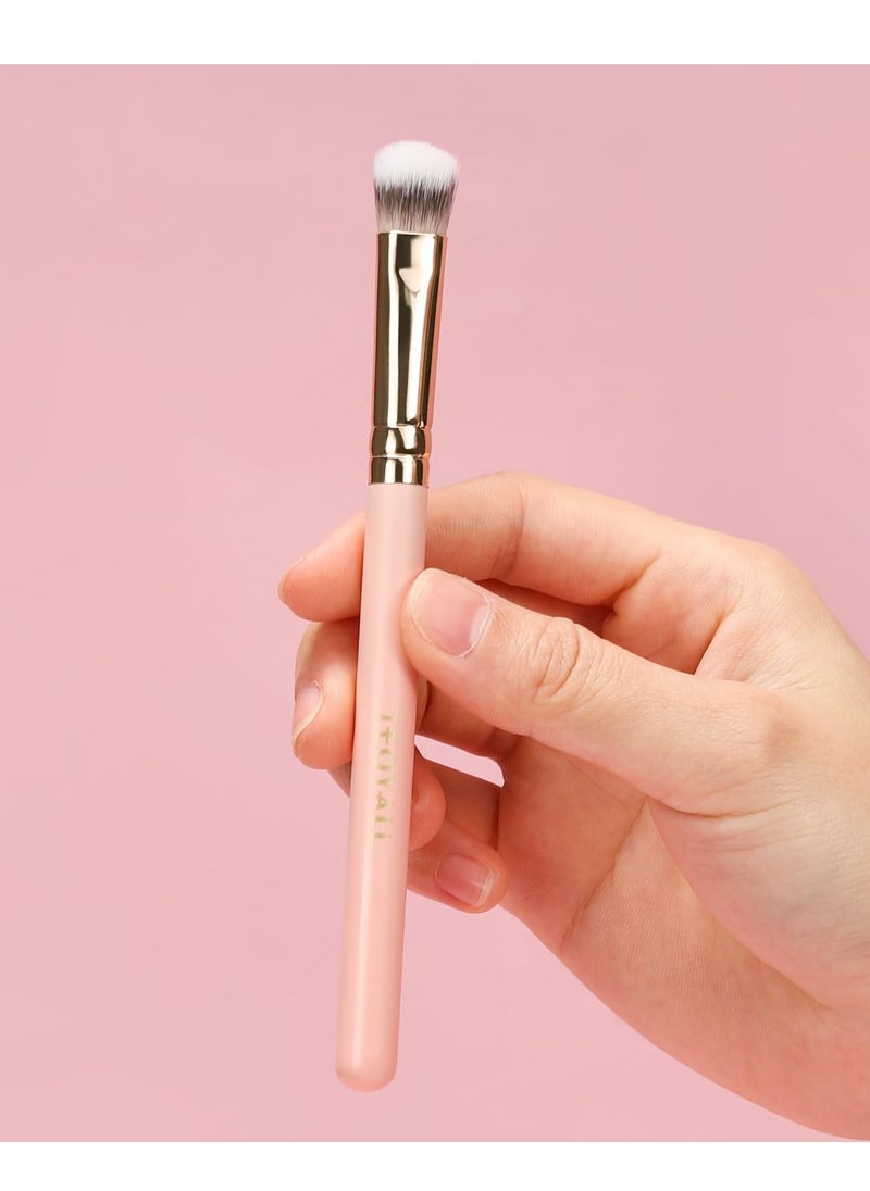 TEOYALL Under-Eye Concealer Brush, Small Flat Angled Synthetic Bristles Flawless Coverage Multitask Brush with Liquid Cream Powder