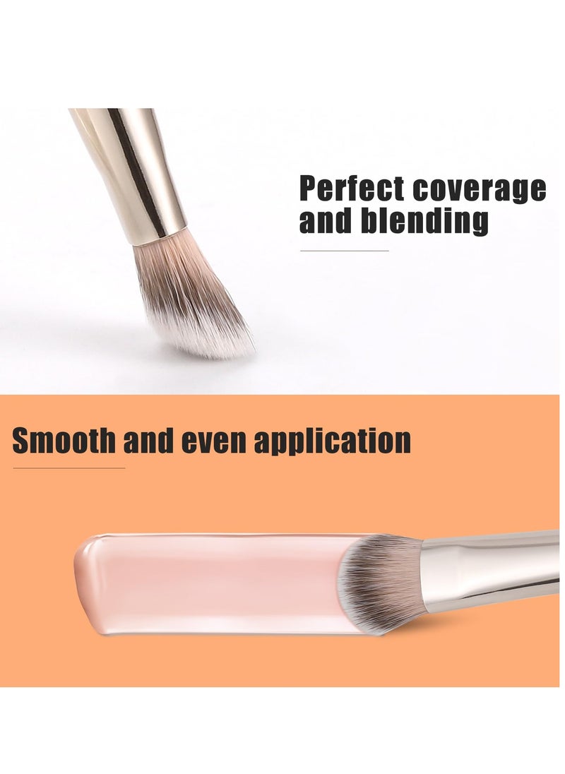 TEOYALL Under-Eye Concealer Brush, Small Flat Angled Synthetic Bristles Flawless Coverage Multitask Brush with Liquid Cream Powder