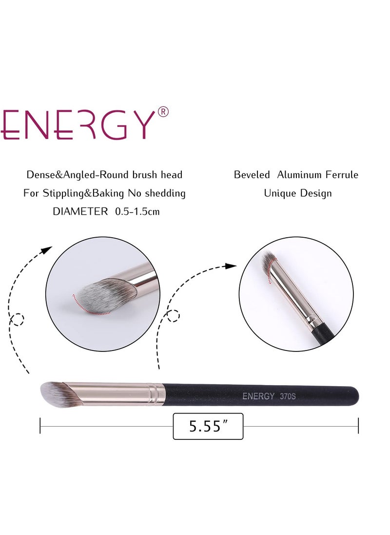 ENERGY Angled Flat Concealer Brush Under Eye Concealer Nose Contour Brush for Bronzer Liquid Foundation Cream Cosmetic Press Powder Concealer Palette Blending Buffing Stippling Brush Small 370S