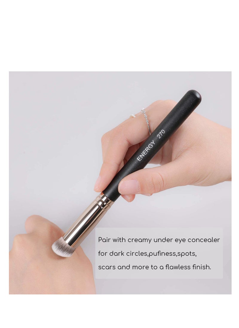 ENERGY Concealer Brush Under Eye Mini Angled Kabuki Nose Contour Brush for Concealing Blending Setting Buffing with Powder Liquid Cream Cosmetics Small Makeup Foundation brush