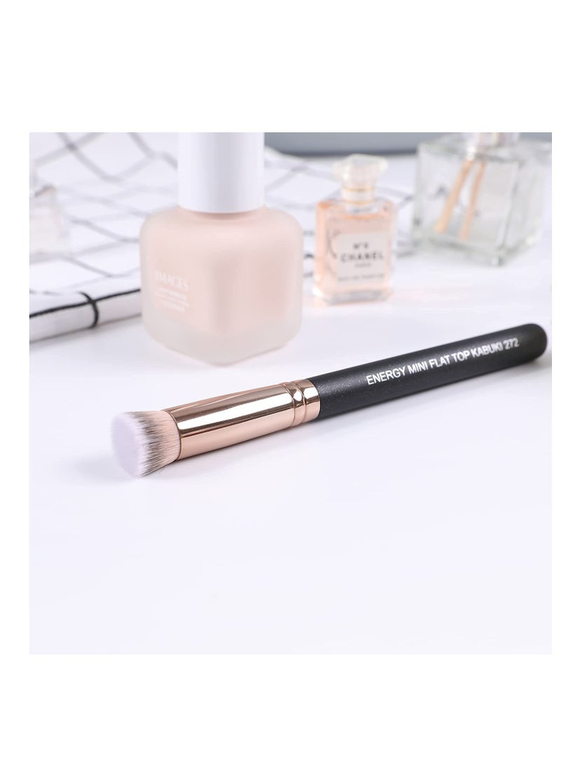 ENERGY Concealer Brush Mini Flat Top Kabuki Foundation Brush Under Eye Synthetic Bristles for Under Eye Concealing,Blending,Setting,Buffing with Powder,Liquid,Cream Cosmetics,Vegan Face Makeup Brush