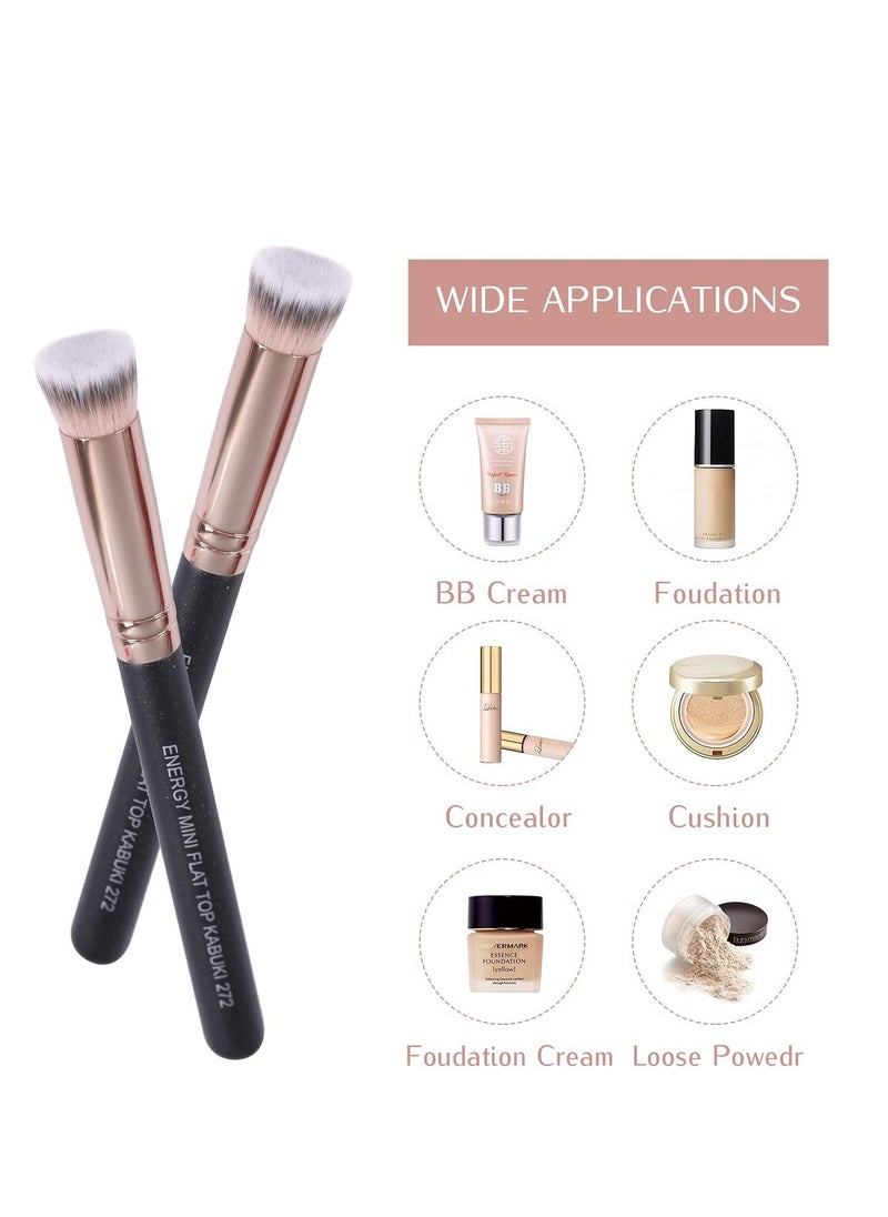 ENERGY Concealer Brush Mini Flat Top Kabuki Foundation Brush Under Eye Synthetic Bristles for Under Eye Concealing,Blending,Setting,Buffing with Powder,Liquid,Cream Cosmetics,Vegan Face Makeup Brush