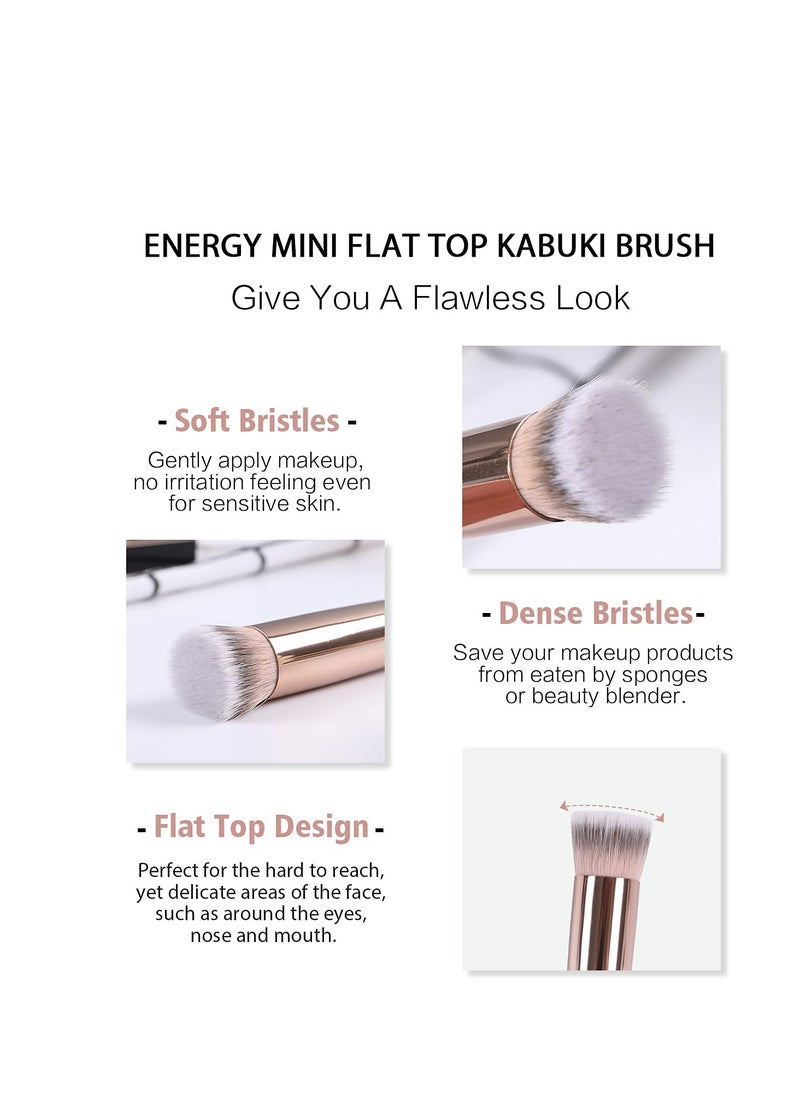 ENERGY Concealer Brush Mini Flat Top Kabuki Foundation Brush Under Eye Synthetic Bristles for Under Eye Concealing,Blending,Setting,Buffing with Powder,Liquid,Cream Cosmetics,Vegan Face Makeup Brush