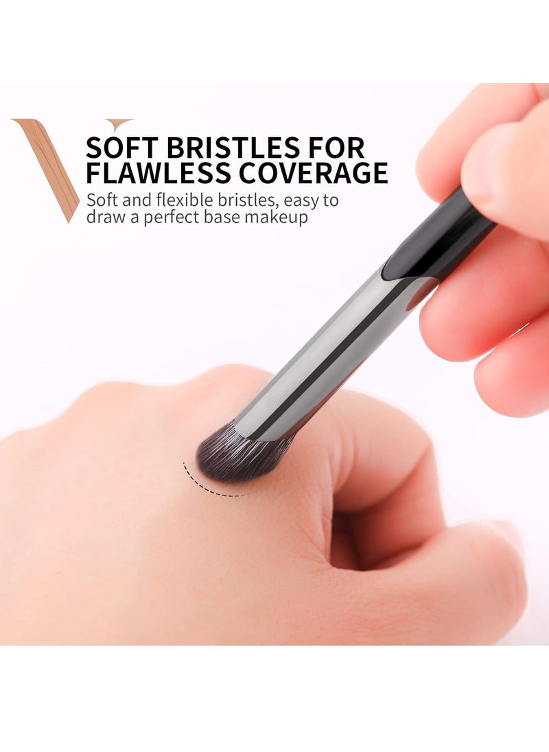 Concealer Brush Under Eye,DUcare Angled Small Nose Contour Brush Mini Concealer Makeup Brush Thin Foundation Brightening Slanted Brush for Dark Circles Puffiness Puffy Face Eyebrow Eyes (Black)