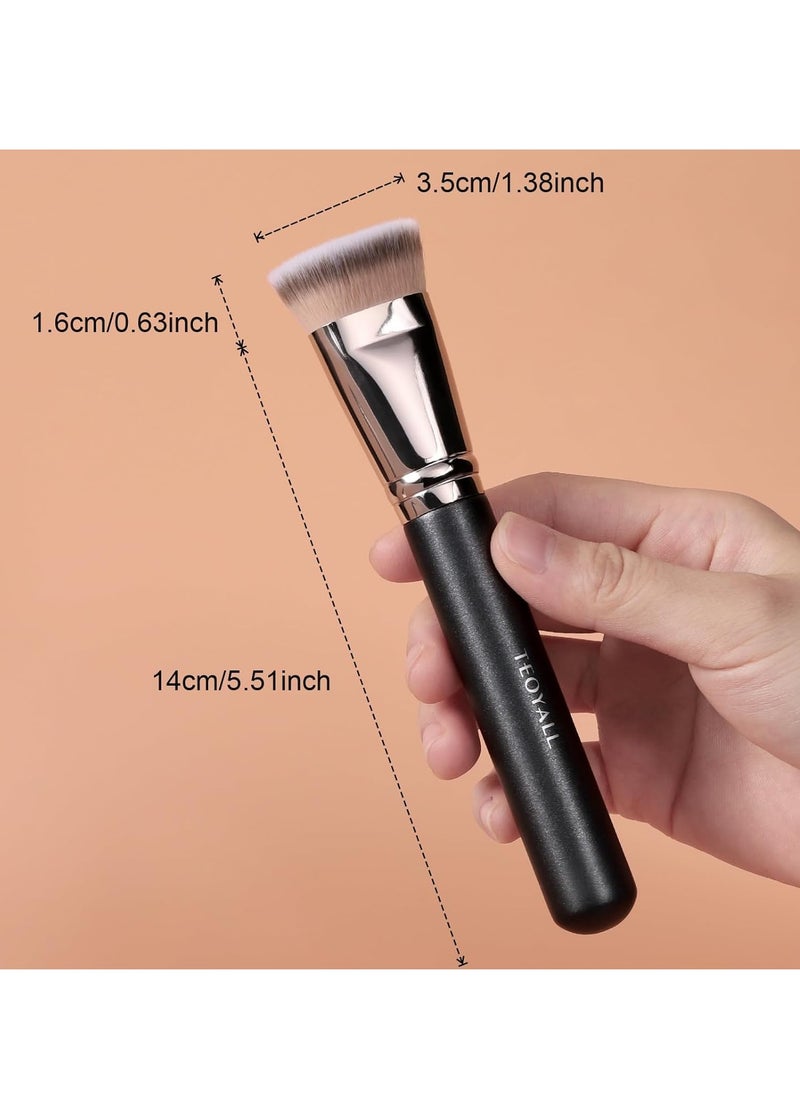 TEOYALL Flat Top Contour Brsuh, Soft Dense Synthetic Bristles Sculpt Contour Blending Buffing Brush For Liquid Cream Contour Bronzer