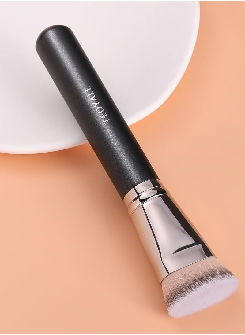 TEOYALL Flat Top Contour Brsuh, Soft Dense Synthetic Bristles Sculpt Contour Blending Buffing Brush For Liquid Cream Contour Bronzer