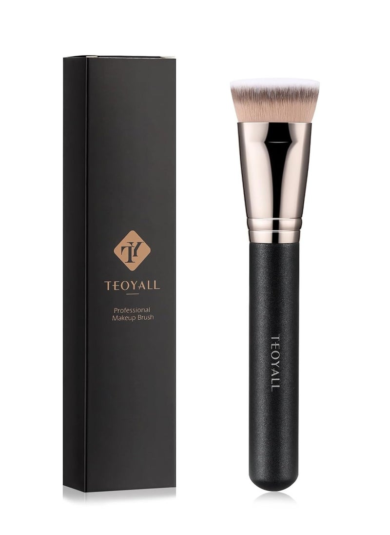 TEOYALL Flat Top Contour Brsuh, Soft Dense Synthetic Bristles Sculpt Contour Blending Buffing Brush For Liquid Cream Contour Bronzer