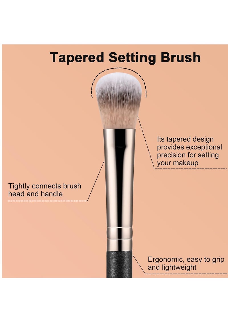 TEOYALL Highlighter Brush, Small Plush Fluflly Synthetic Bristles Tapered Under Eye Setting Brush for Bronzer Cheek with Loose Powder