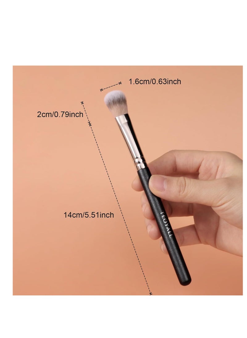 TEOYALL Highlighter Brush, Small Plush Fluflly Synthetic Bristles Tapered Under Eye Setting Brush for Bronzer Cheek with Loose Powder