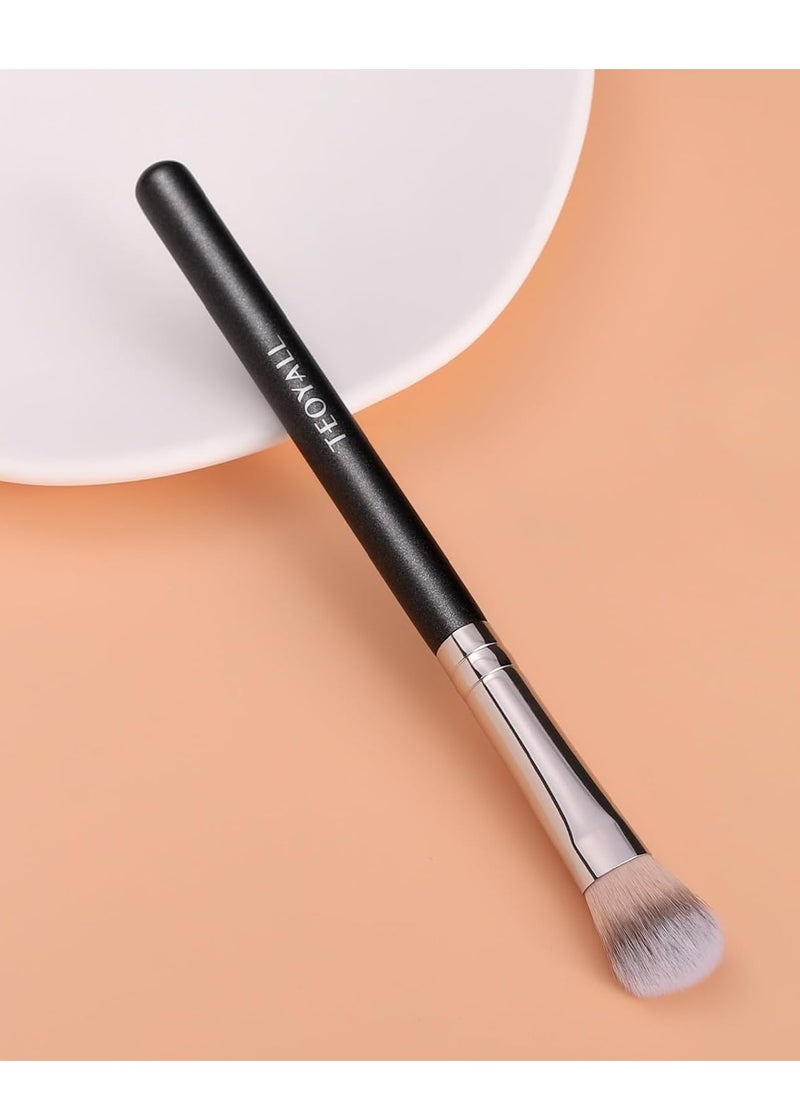 TEOYALL Highlighter Brush, Small Plush Fluflly Synthetic Bristles Tapered Under Eye Setting Brush for Bronzer Cheek with Loose Powder