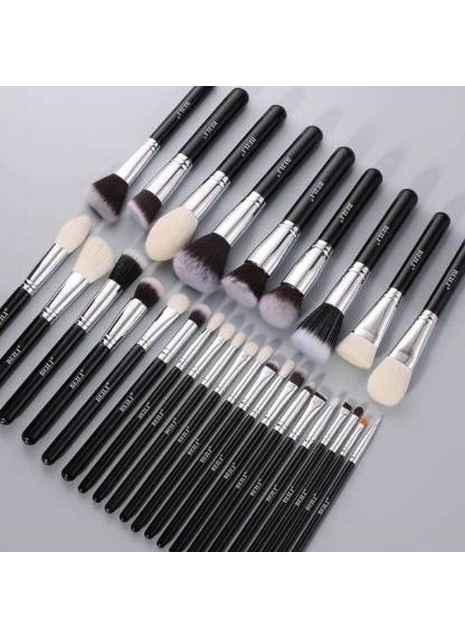 BEILI Black 30 Pcs Makeup Brushes Set Natural Foundation Powder Eyeshadow Eyebrow Eyeliner Professional Make Up Brushes (Pack Of 30)