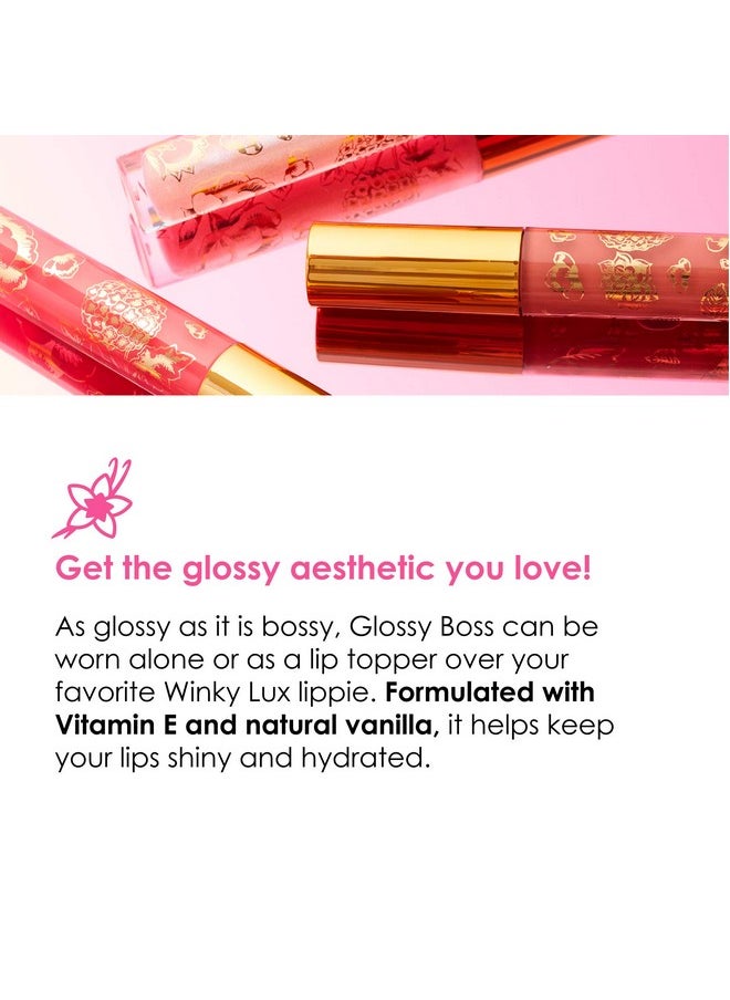 Glossy Boss Lip Gloss, Lip Gloss For Daily Lasting Shine, Makeup Infused With Natural Vanilla And Castor Seed Oil For An All-Day Moisture Booster, 0.14 Oz, Birthday Cake