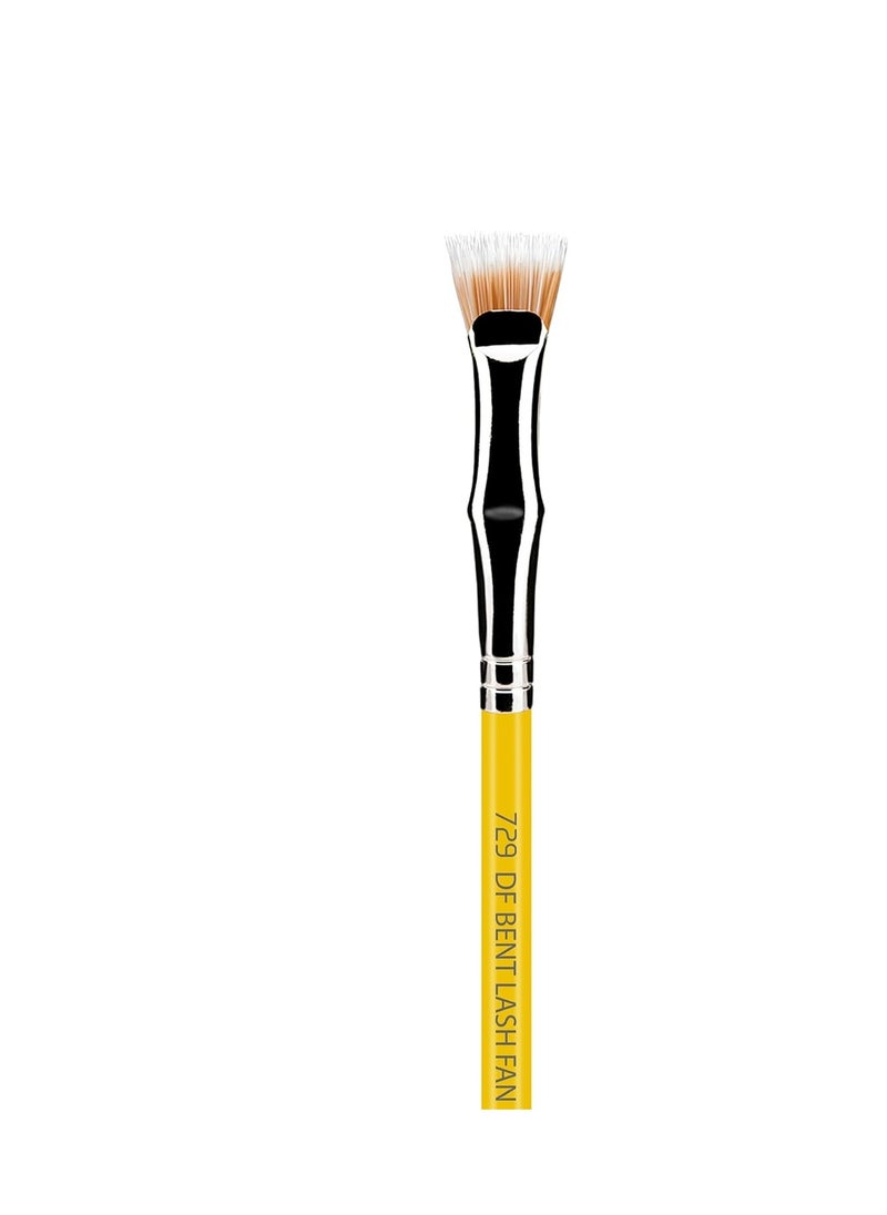 Bdellium Tools Professional Makeup Brush - Studio Series 729 Duo Fiber Bent Mascara Fan - With Soft Synthetic Fibers, For Applying Mascara (Yellow, 1pc)