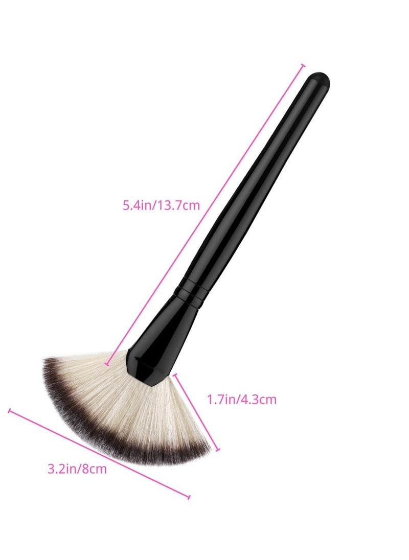 Fan Makeup Brush, Luxspire Professional Highlighting Make Up Brush Blush Bronzer Cheekbones Brush, Single Large Soft & Dense Face Blush Powder Foundation Brushes Make Up Tool, Black