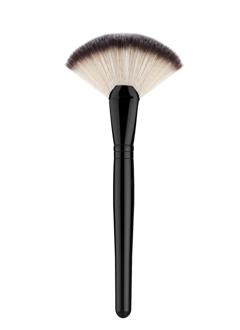 Fan Makeup Brush, Luxspire Professional Highlighting Make Up Brush Blush Bronzer Cheekbones Brush, Single Large Soft & Dense Face Blush Powder Foundation Brushes Make Up Tool, Black